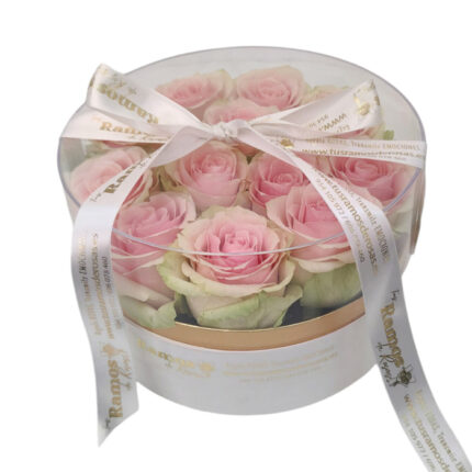 rose box redonda metacrilato rosas